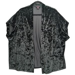 Victoria's Secret Crushed Velvet Kimono M Black Open Front Robe Coverup Cardigan